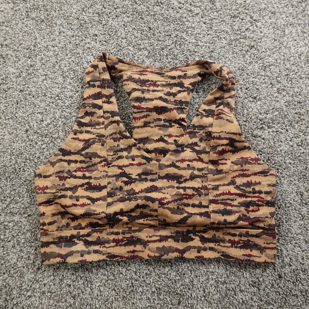 Fabletics Bra Womens M Brown Camo Racerback Athletic Gym Workout Yoga Running